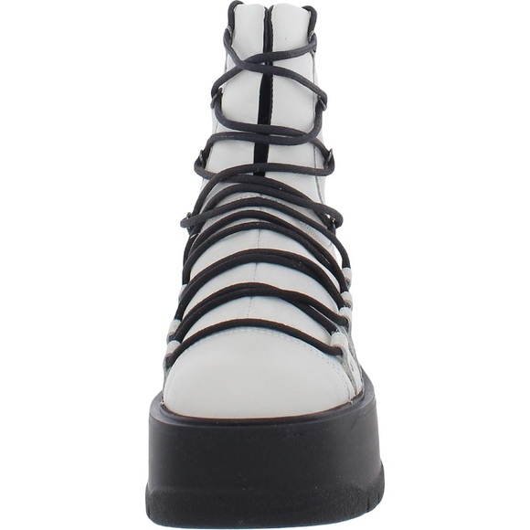 FREE PEOPLE SIMONE WOMEN'S LEATHER LACE-UP WEDGE ANKLE BOOTS SIZE 37 NIB - Picture 2 of 6